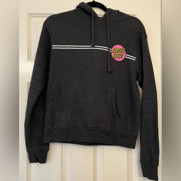 Santa Cruz Skateboards Pull over Sweatshirt Hoodie gray and pink Size Small - Picture 1 of 10